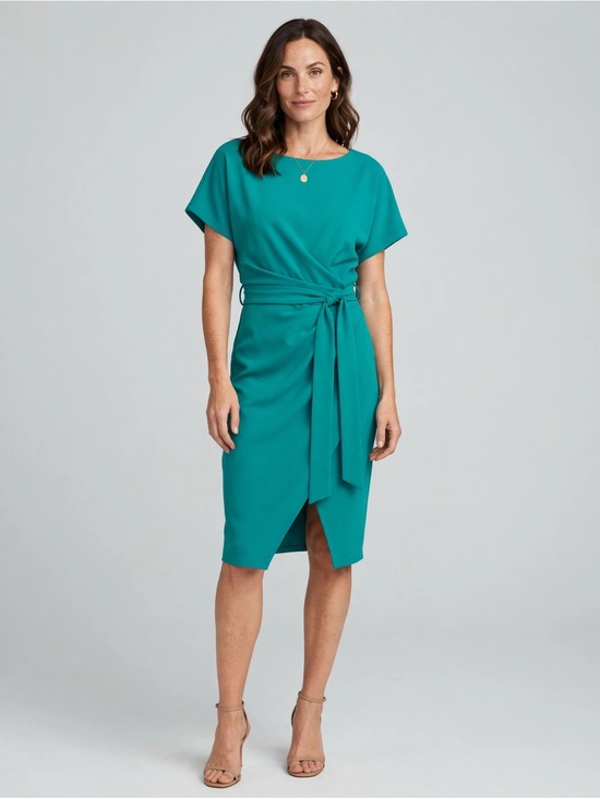 Kensie Dresses & Skirts - Kensie Teal Belted Midi Sheath Dress